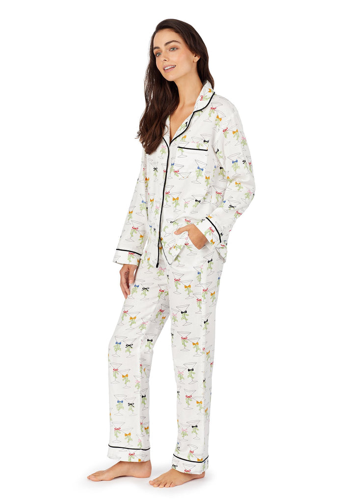 Martinis & Mistletoe Flannel Long Sleeve Classic PJ Set