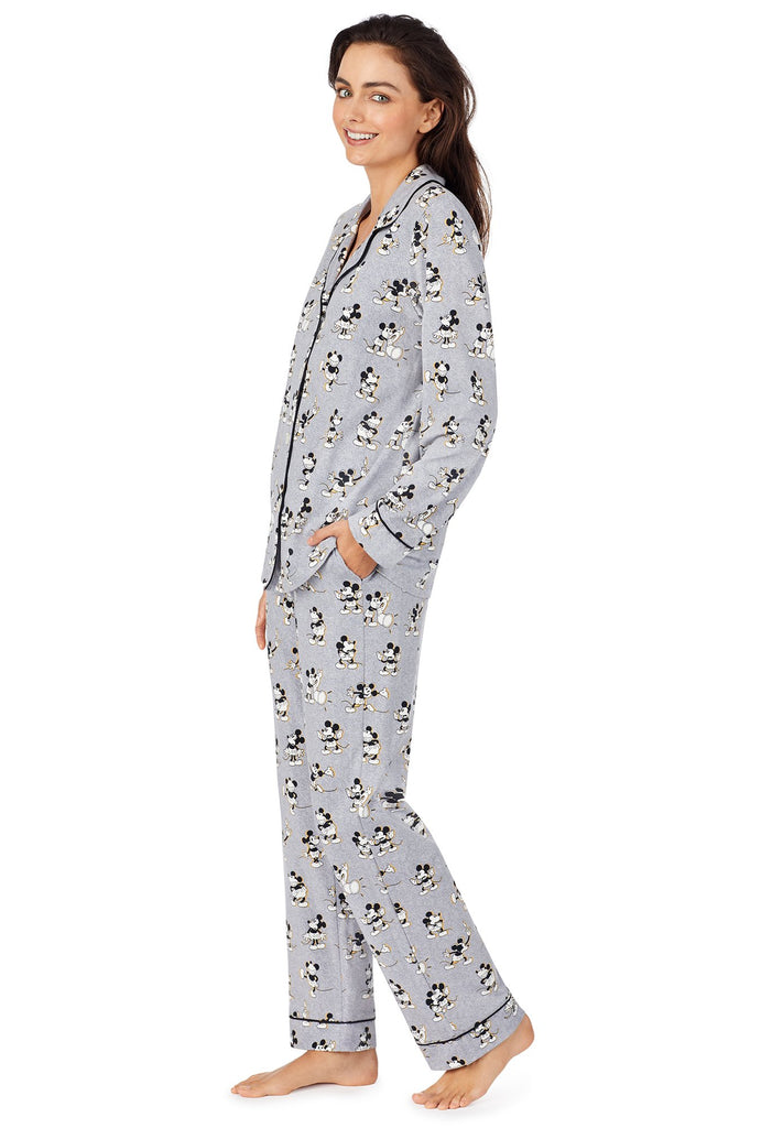 Bedhead Pajamas x Disney Vintage Mickey Grey Heather Stretch Long Sleeve Classic PJ Set