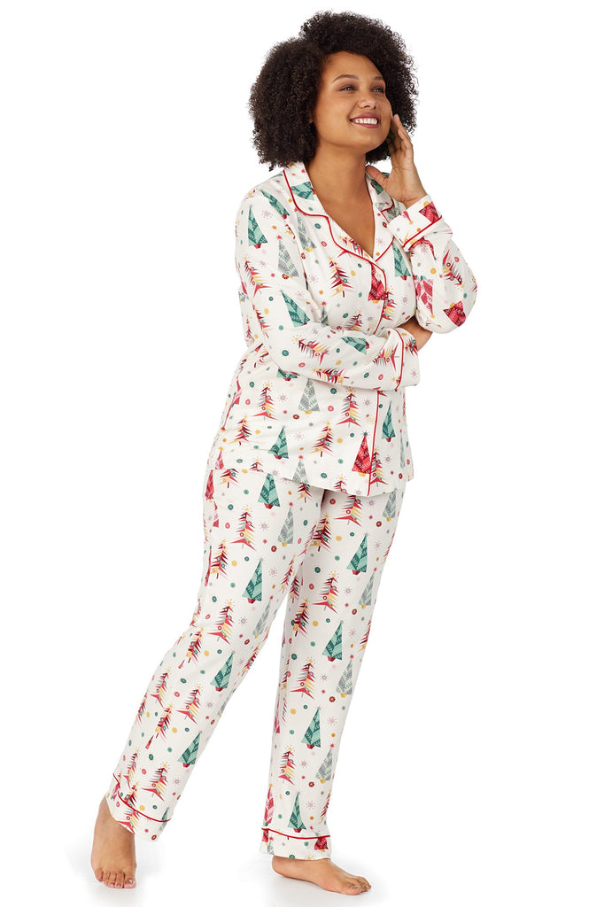 Christmas Tree Stretch Long Sleeve Classic PJ Set PLUS