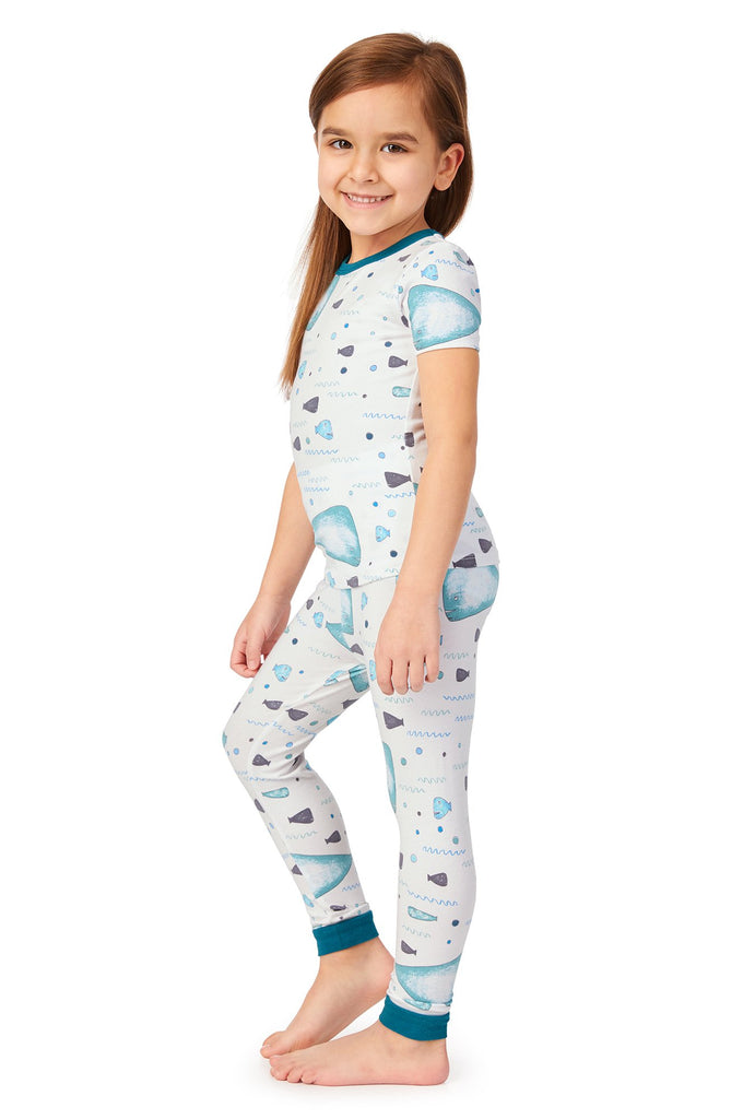 Whale and Friends Short Sleeve Stretch Jersey Kids PJ Set w/ Book