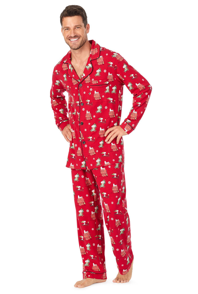 Merry Christmas Snoopy® Mens Stretch Long Sleeve Classic PJ Set