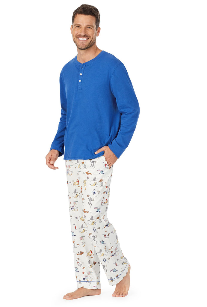 Meowzel Tov Mens Stretch Henley PJ Set