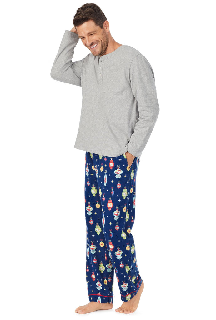 Snoopy® Ornaments Mens Stretch Henley PJ Set