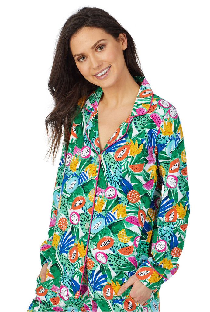 Tropical Fruits Long Sleeve Classic Stretch Jersey PJ Set