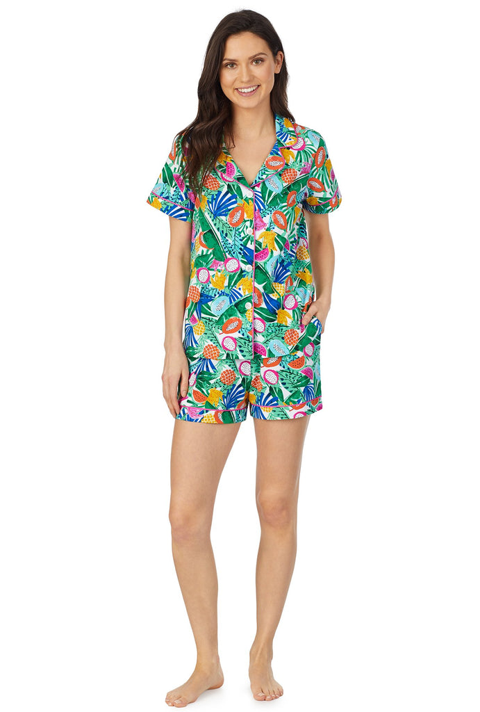 Tropical Fruits Short Sleeve Classic Shorty Stretch Jersey PJ Set
