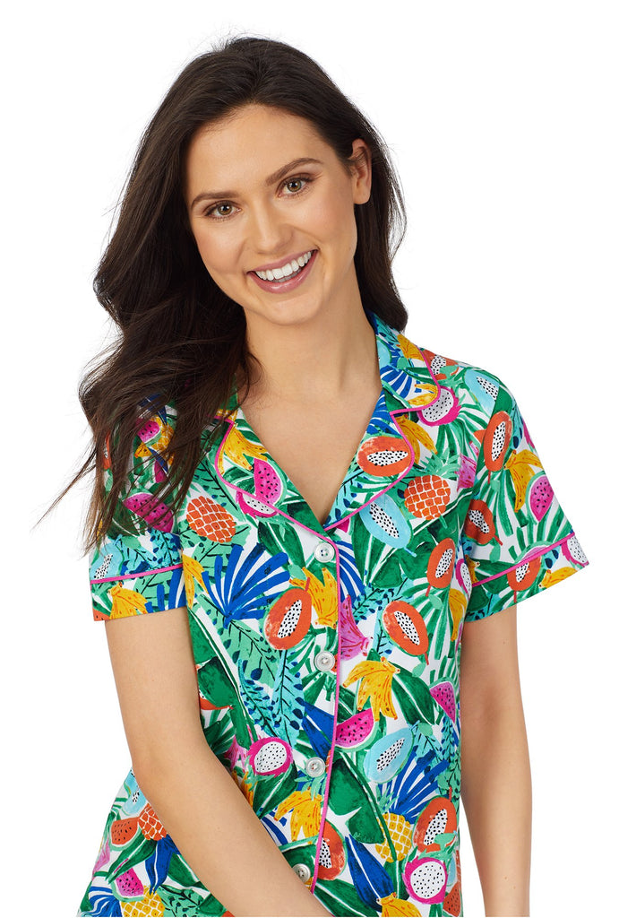 Tropical Fruits Short Sleeve Classic Shorty Stretch Jersey PJ Set