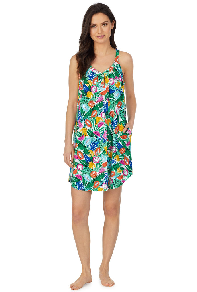 Tropical Fruits Henley Stretch Jersey Chemise