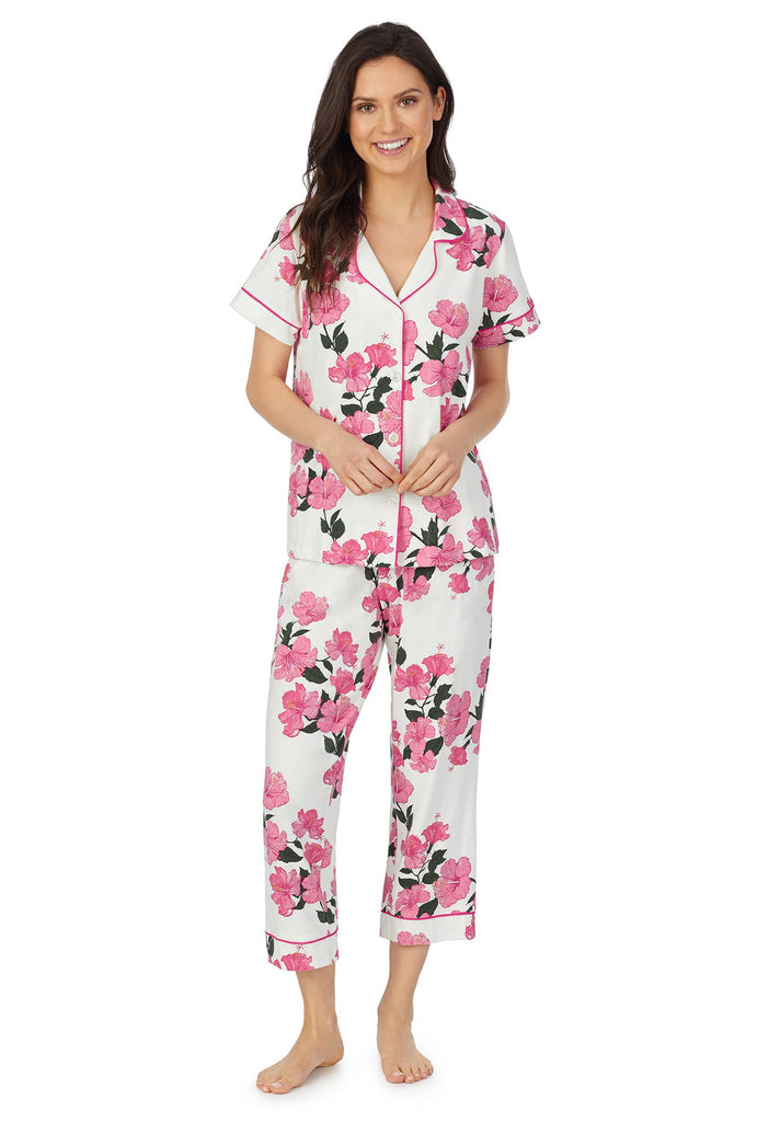 Island Flower Short Sleeve Cropped Stretch Jersey PJ Set