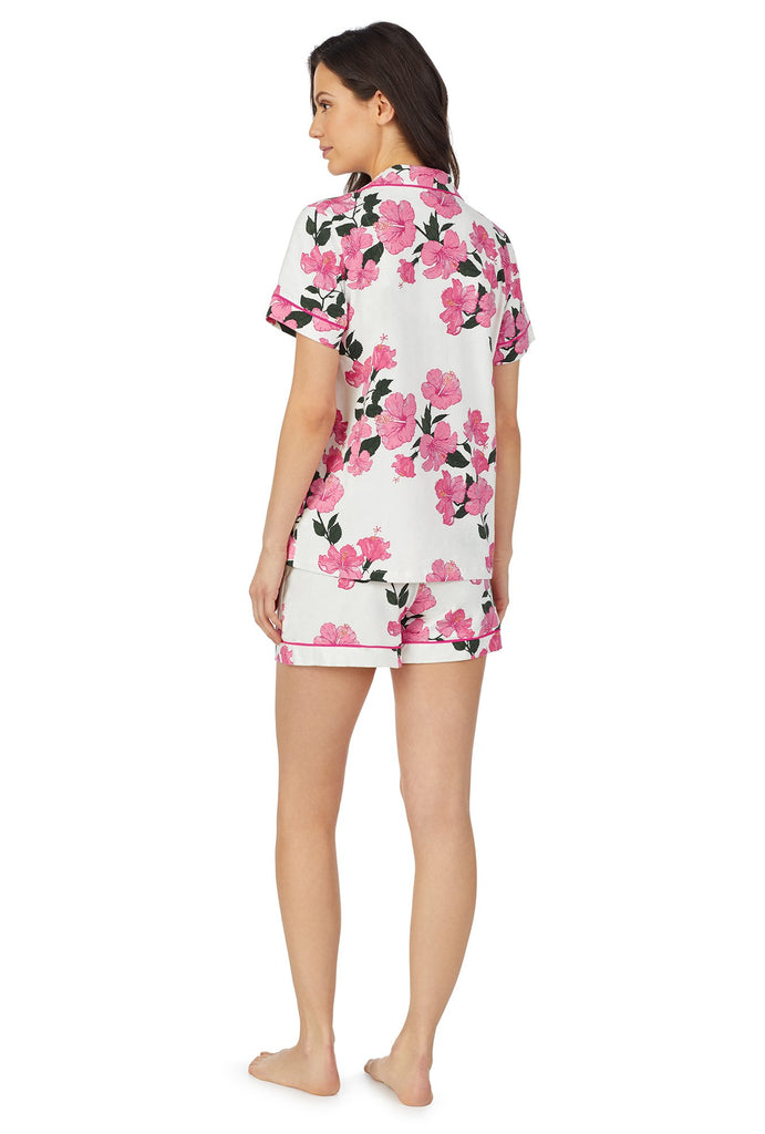 Island Flower Short Sleeve Classic Shorty Stretch Jersey PJ Set
