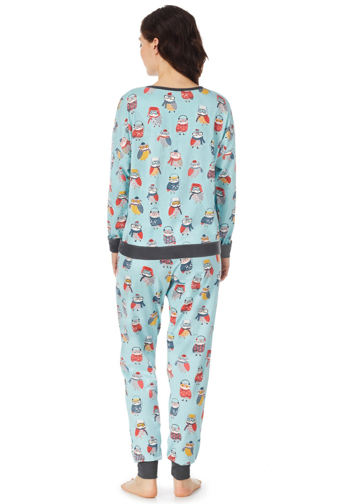 Wise Owl Stretch Long Sleeve Pullover Crew & Jogger Set