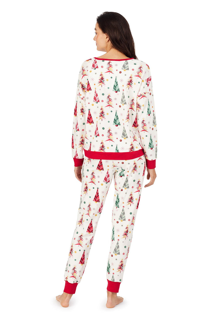 Christmas Tree Stretch Long Sleeve Pullover Crew & Jogger Set