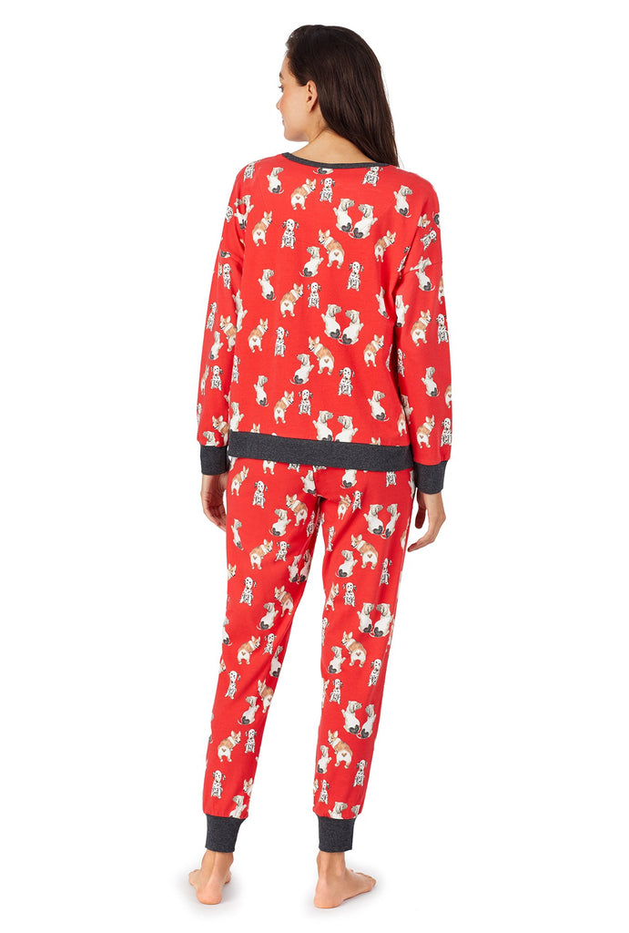 Sweet Hearts Stretch Long Sleeve Pullover Crew & Jogger Set