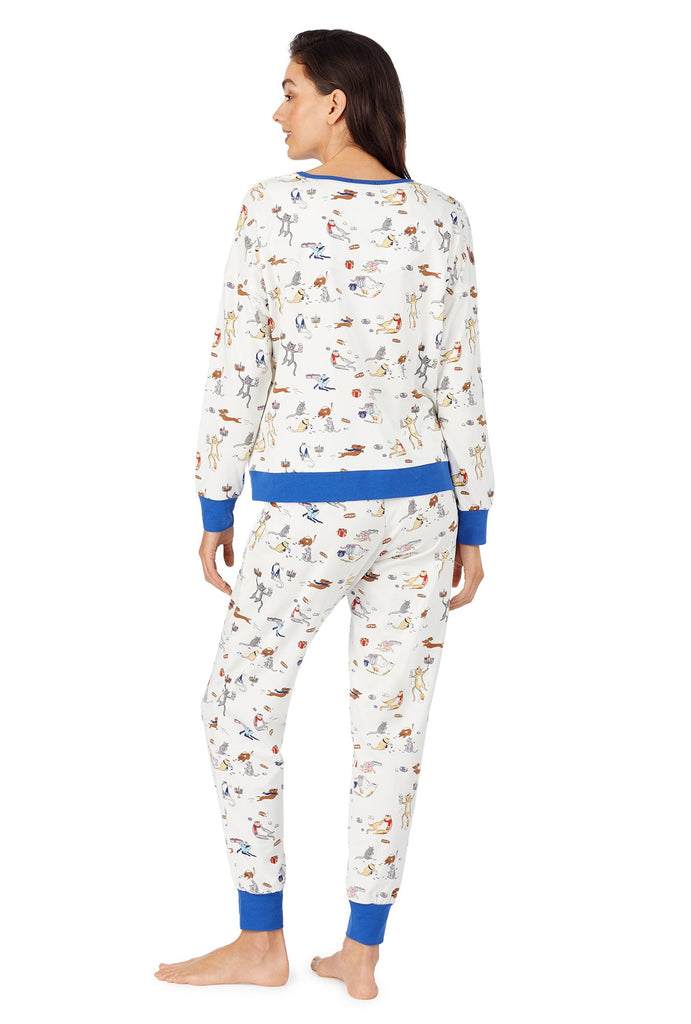 Meowzel Tov Stretch Long Sleeve Pullover Crew & Jogger Set