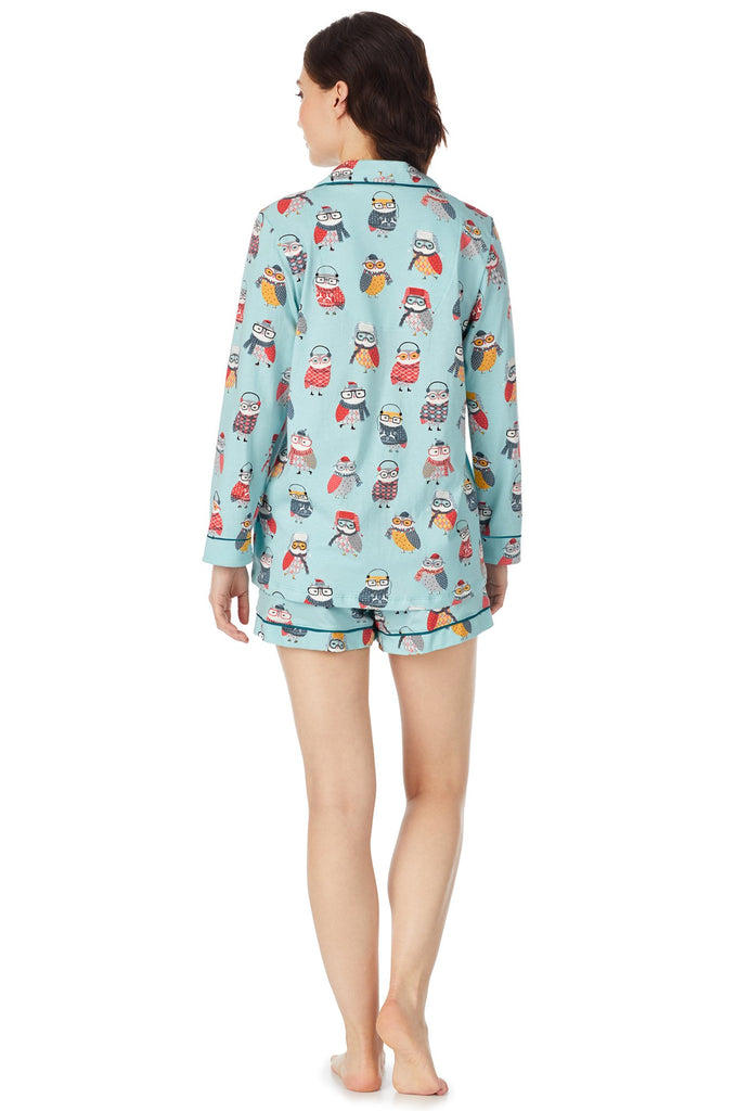Wise Owl Stretch Long Sleeve Classic Shorty Set