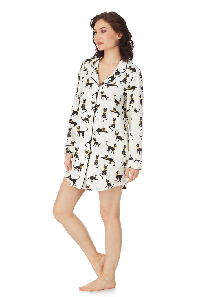 Cairo Kitten Stretch Long Sleeve Classic Sleepshirt