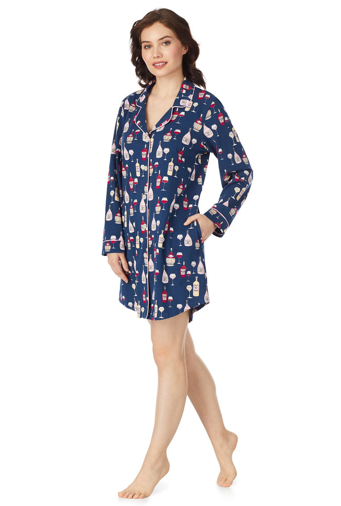 Wine Tasting Stretch Long Sleeve Classic Sleepshirt