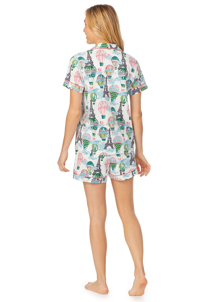 On Top of the World Short Sleeve Classic Shorty Stretch Jersey PJ Set