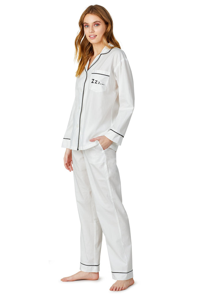 Ivory Long Sleeve Classic PJ Set - ZZZ Embroidery