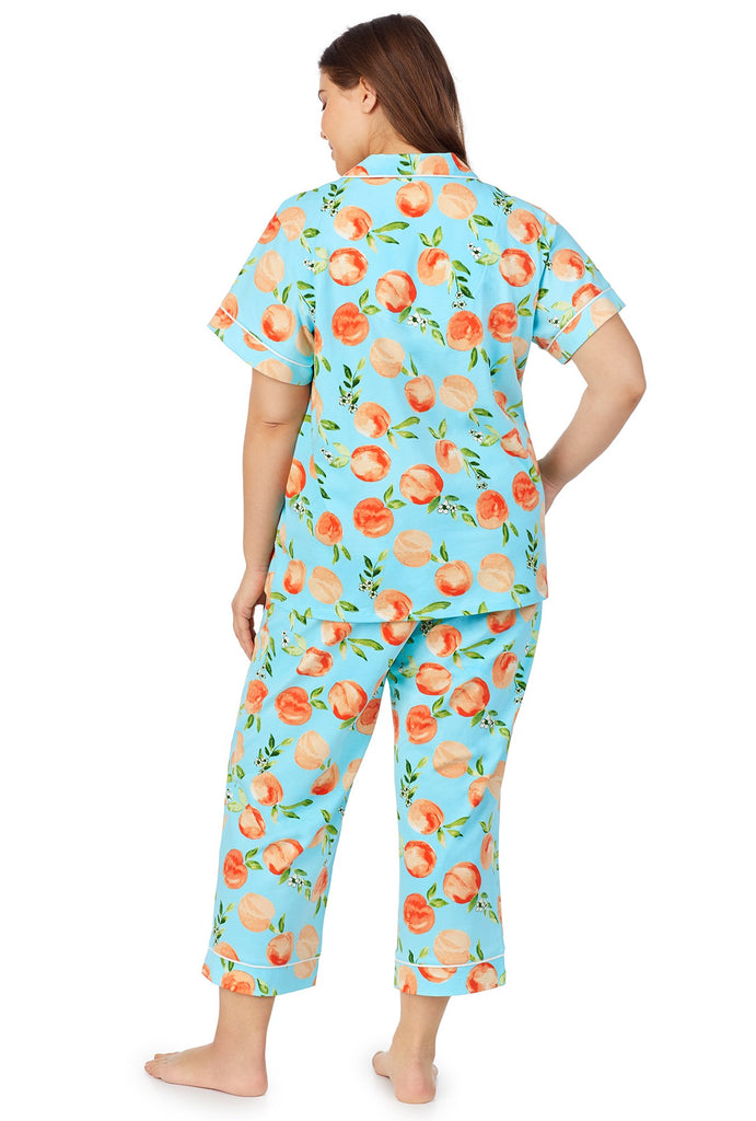 Peach Blossom Short Sleeve Classic Cropped Stretch Jersey PJ Set