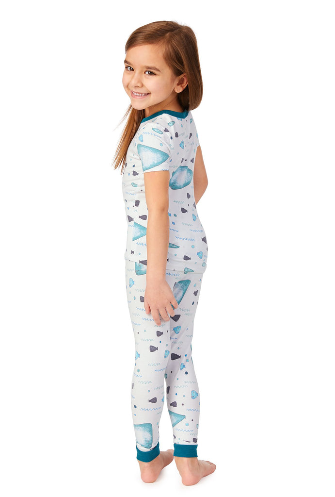 Whale and Friends Short Sleeve Stretch Jersey Kids PJ Set w/ Book