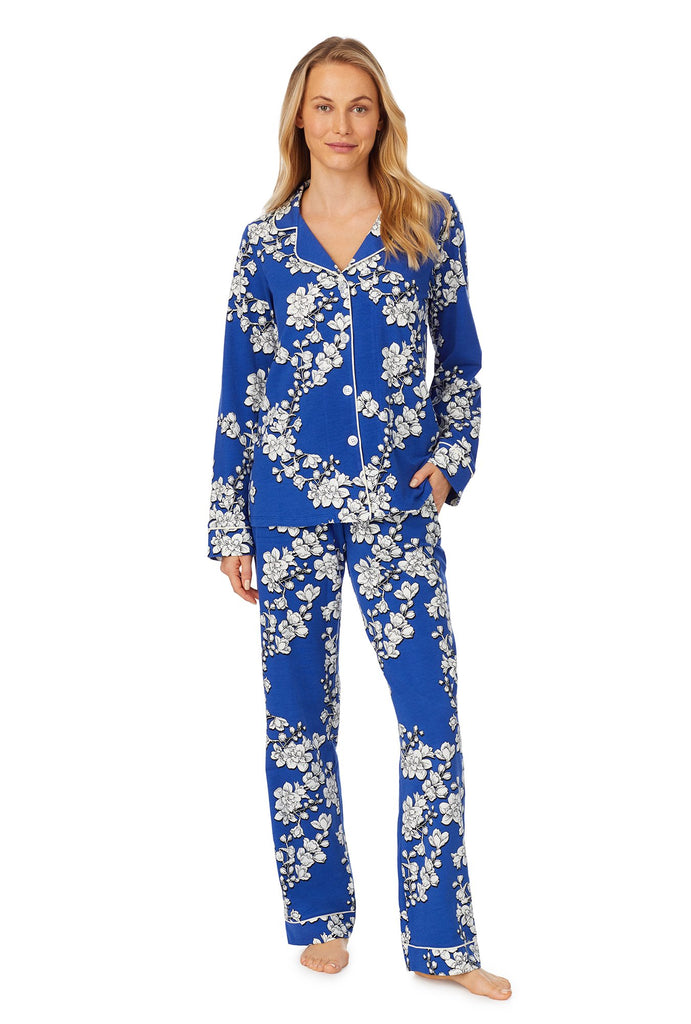 Navy Shadow Blossom Long Sleeve Classic Stretch Jersey PJ Set