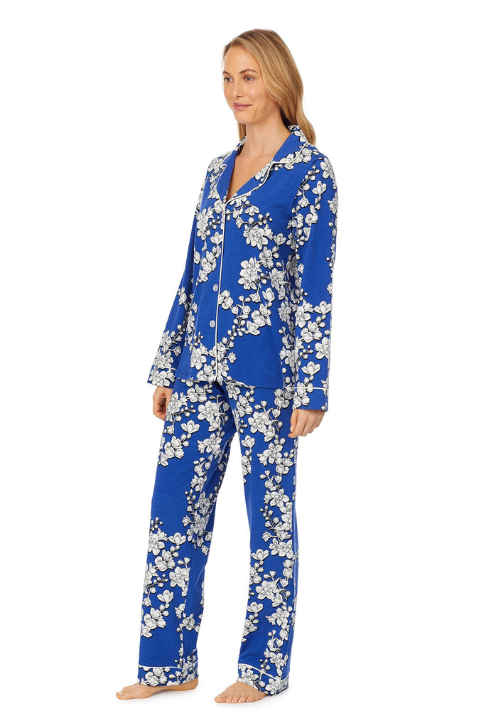 Navy Shadow Blossom Long Sleeve Classic Stretch Jersey PJ Set