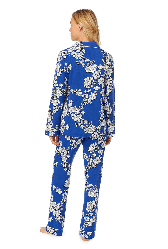 Navy Shadow Blossom Long Sleeve Classic Stretch Jersey PJ Set