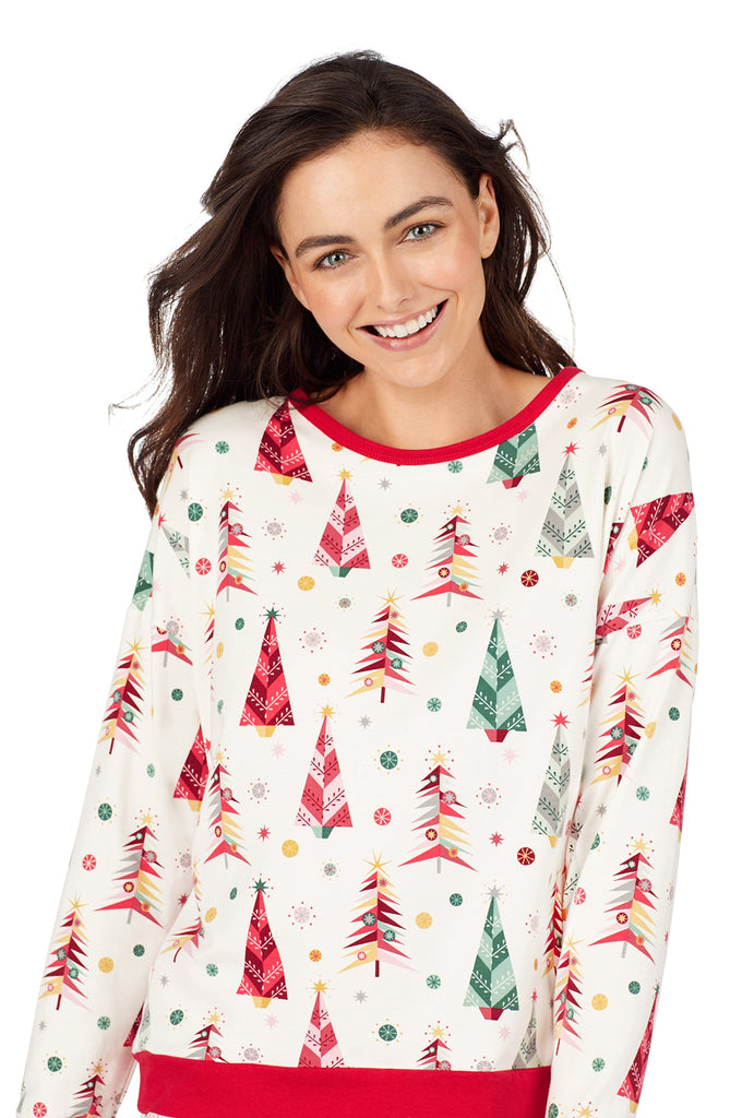 Christmas Tree Stretch Long Sleeve Pullover Crew & Jogger Set