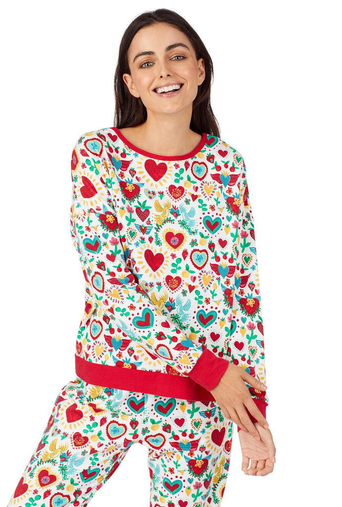 Sacred Hearts Stretch Long Sleeve Pullover Crew & Jogger Set
