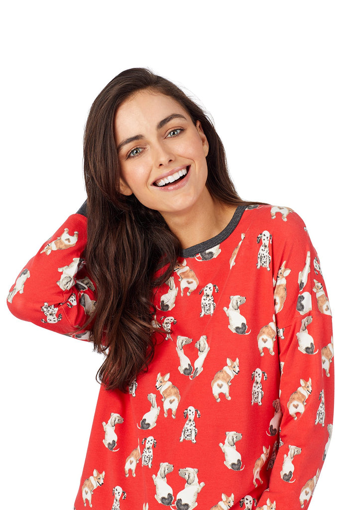 Sweet Hearts Stretch Long Sleeve Pullover Crew & Jogger Set