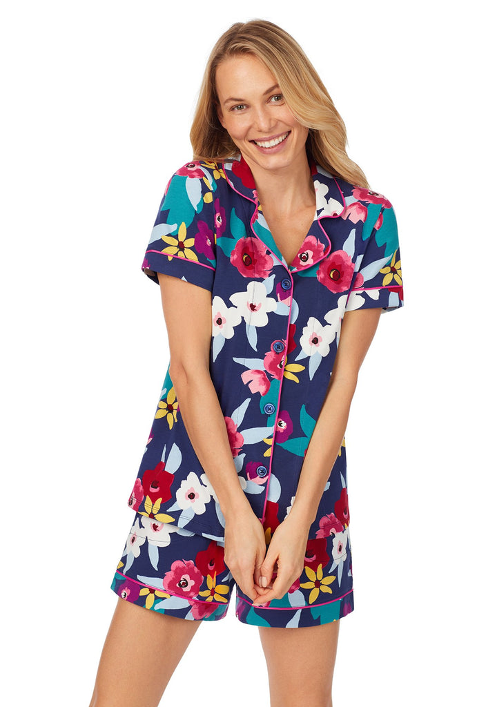 Painter's Floral Short Sleeve Classic Shorty Stretch Jersey PJ Set