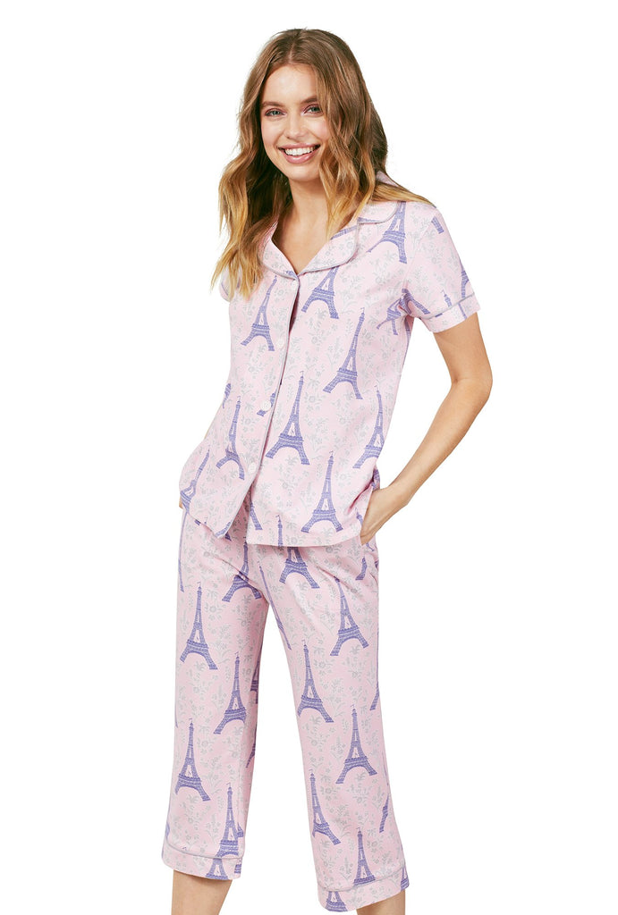 Colette's Eiffel Stretch Short Sleeve Cropped PJ Set