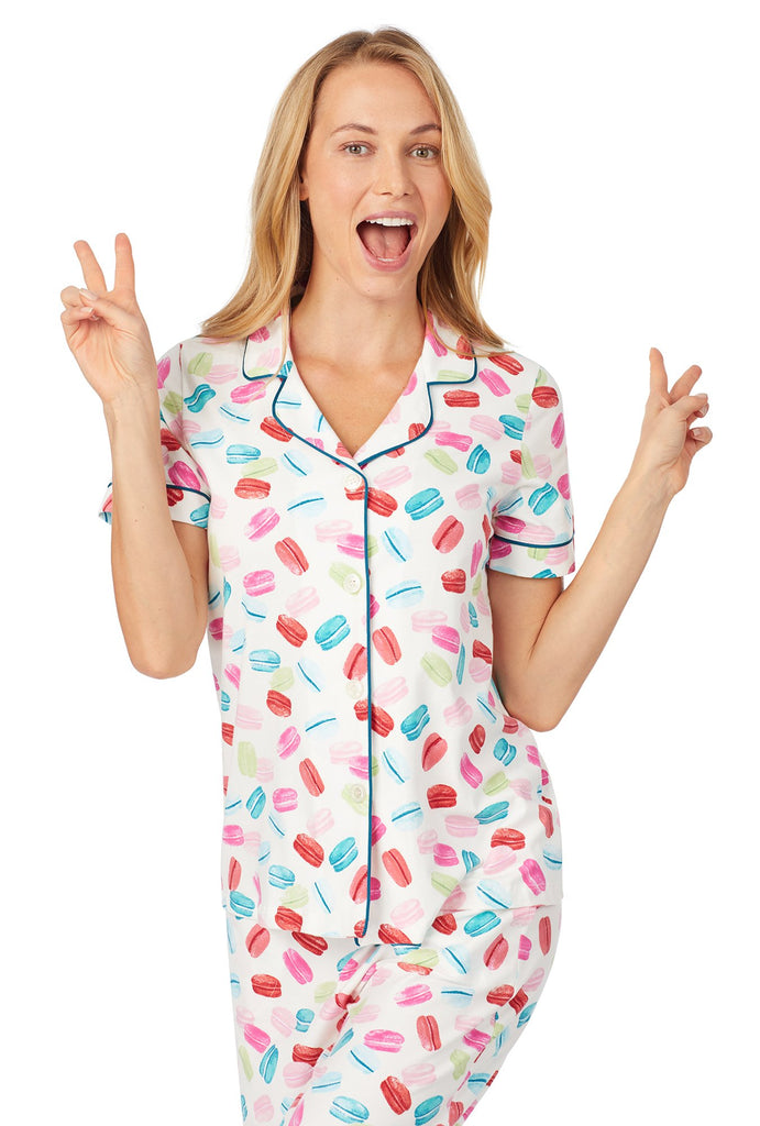 Les Macarons Short Sleeve Cropped Stretch Jersey PJ Set