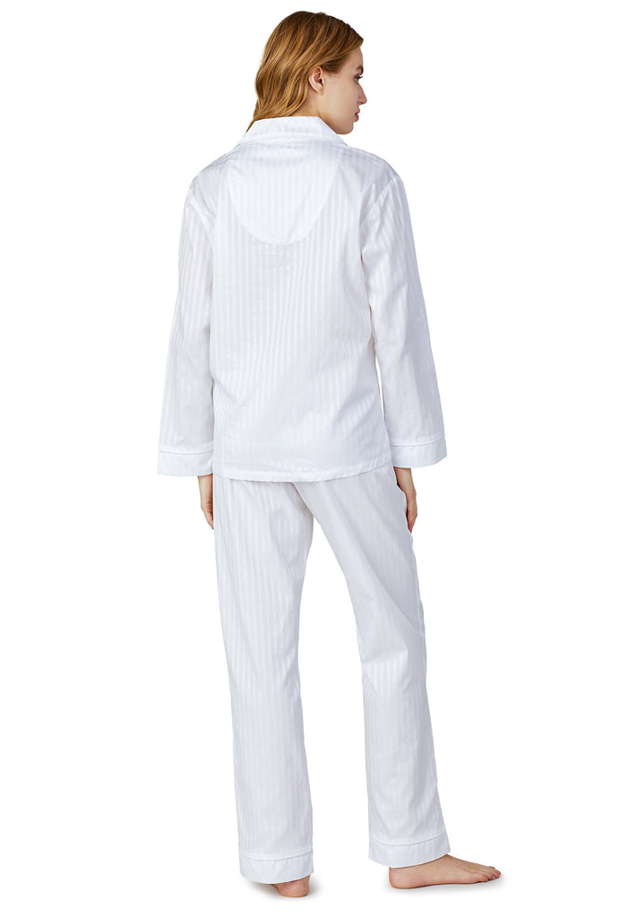White 3D Stripe Long Sleeve Classic PJ Set