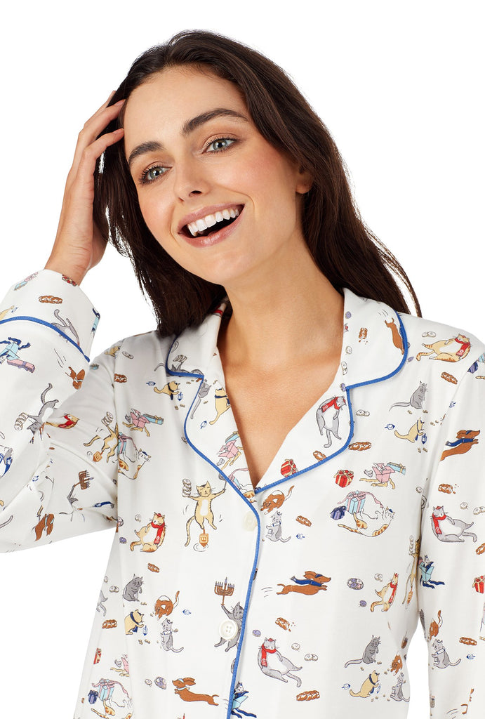 Meowzel Tov Stretch Long Sleeve Classic PJ Set