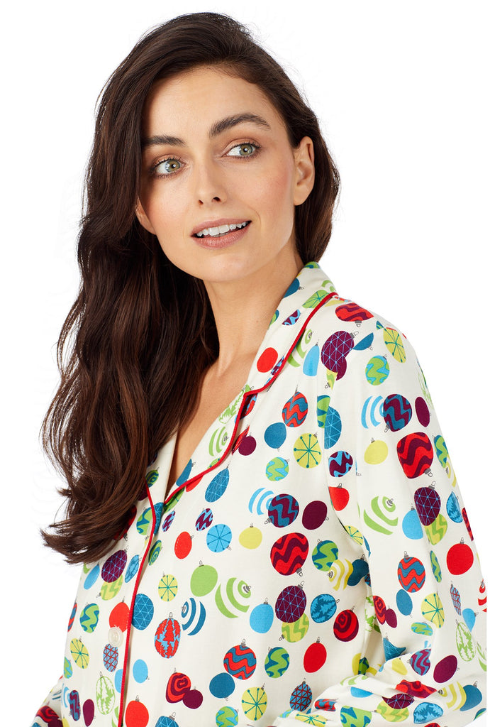 Multi Ornaments Stretch Long Sleeve Classic PJ Set