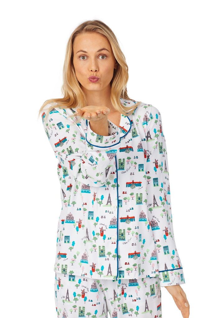 Parisienne Long Sleeve Classic Stretch Jersey PJ Set