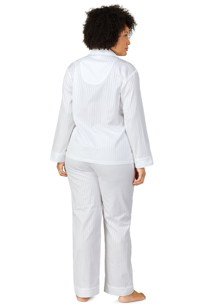 White 3D Stripe Long Sleeve Classic PJ Set