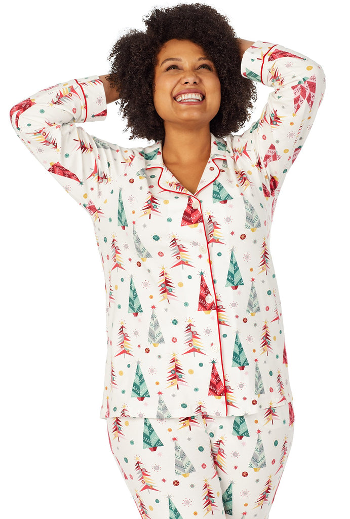 Christmas Tree Stretch Long Sleeve Classic PJ Set PLUS