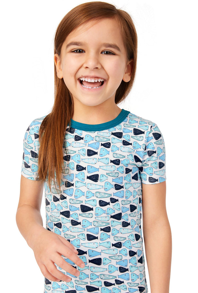 School of Fish Short Sleeve Stretch Jersey Kids PJ Set w/ Book