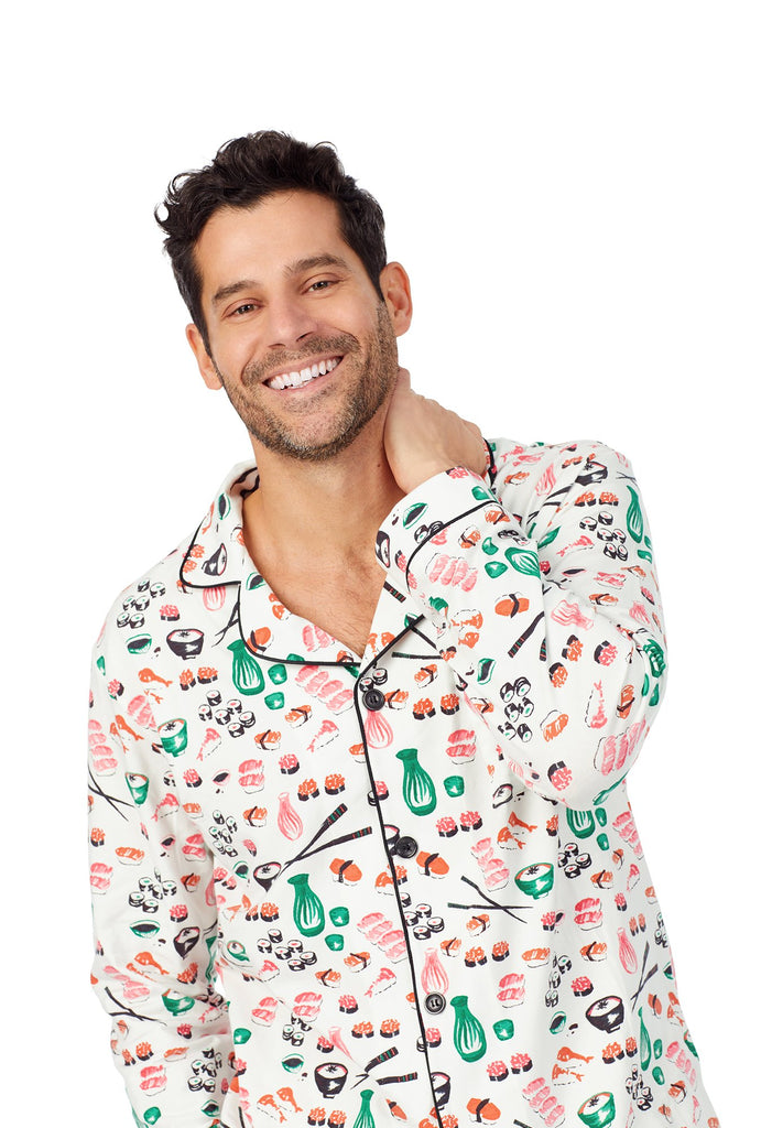 Sushi Mens Long Sleeve Classic Stretch Jersey PJ Set