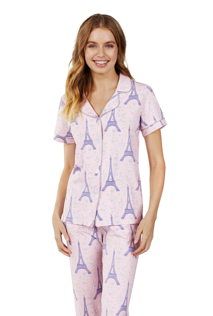 Colette's Eiffel Stretch Short Sleeve Cropped PJ Set