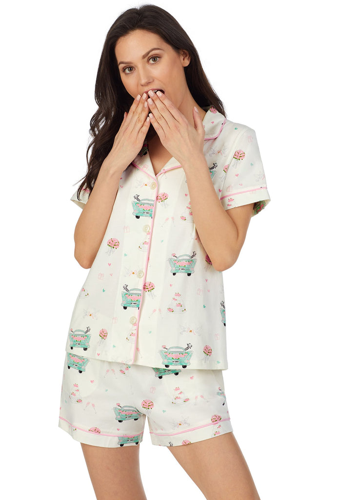 Just Married Short Sleeve Classic Shorty Stretch Jersey PJ Set