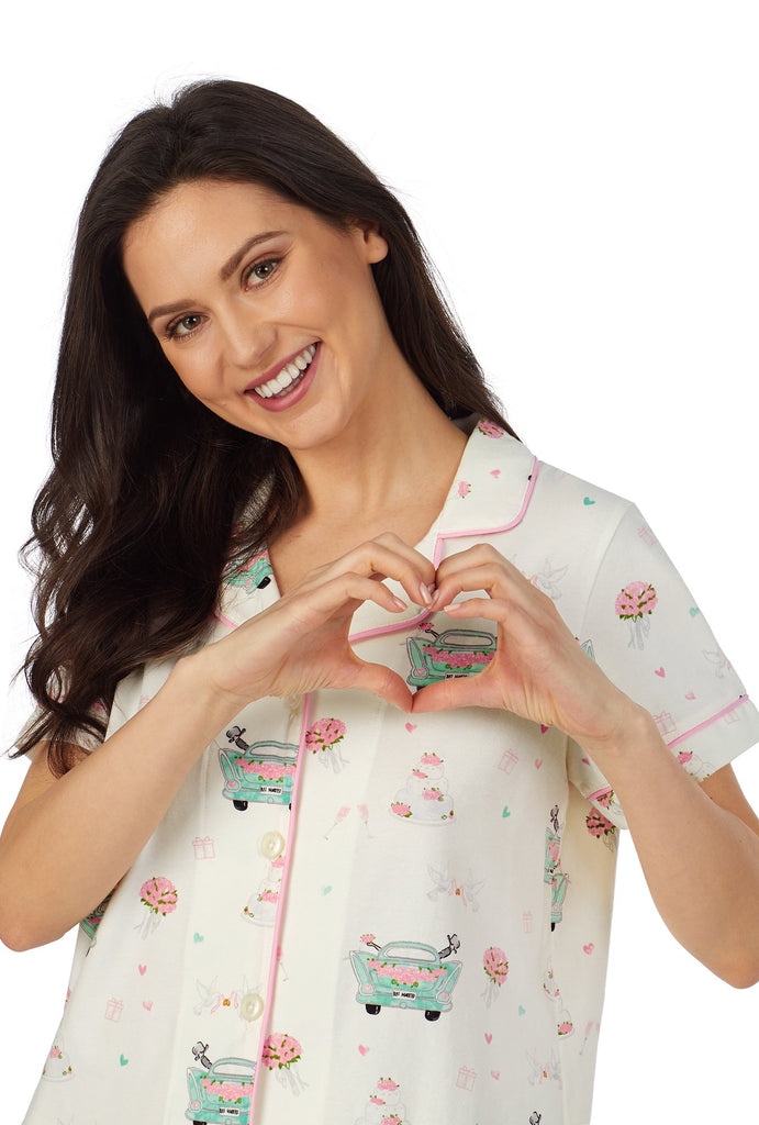 Just Married Short Sleeve Classic Shorty Stretch Jersey PJ Set