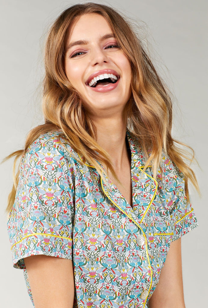 Liberty Fabrics Love Lily Cotton Short Sleeve Classic Shorty PJ Set