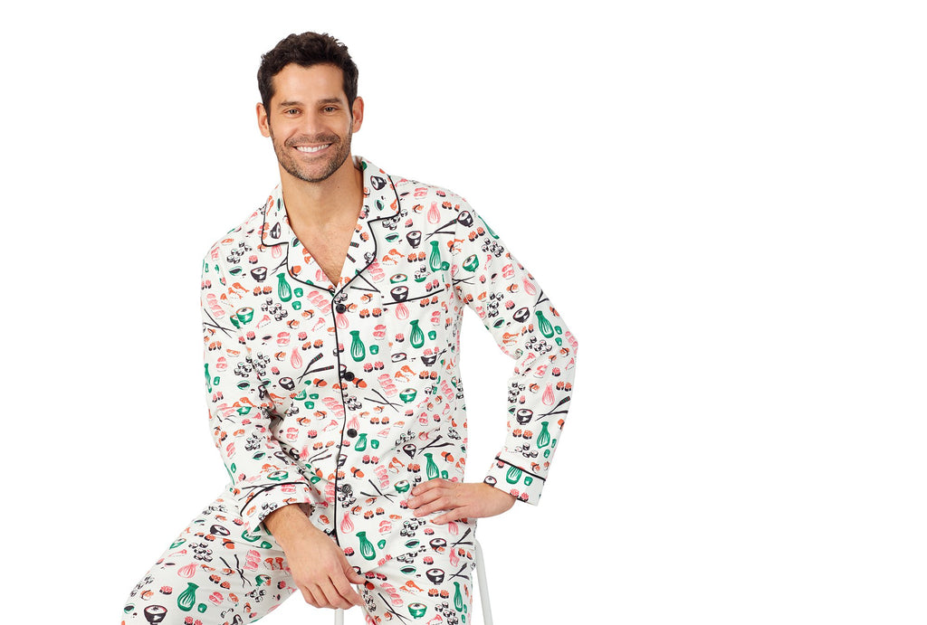 Sushi Mens Long Sleeve Classic Stretch Jersey PJ Set