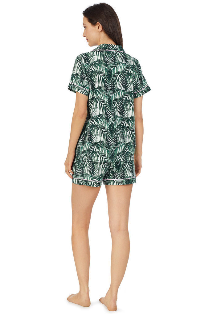 Maui Palm Short Sleeve Classic Shorty Stretch Jersey PJ Set