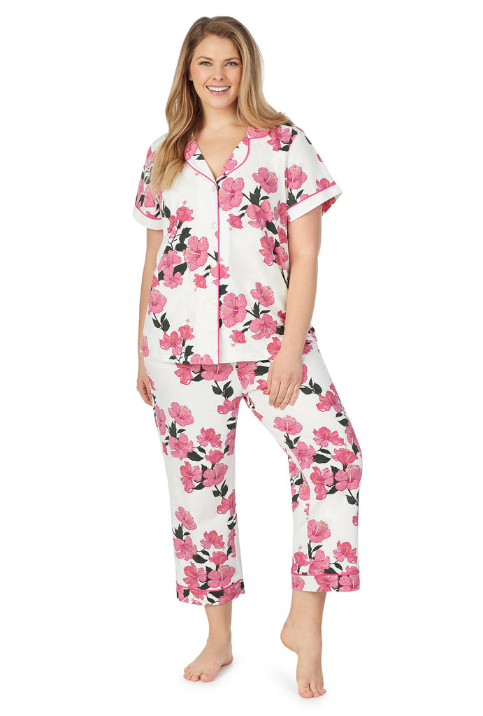 Island Flower Short Sleeve Cropped Stretch Jersey PJ Set