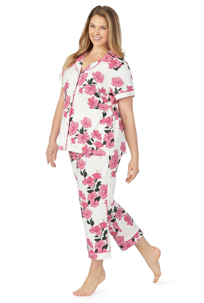 Island Flower Short Sleeve Cropped Stretch Jersey PJ Set