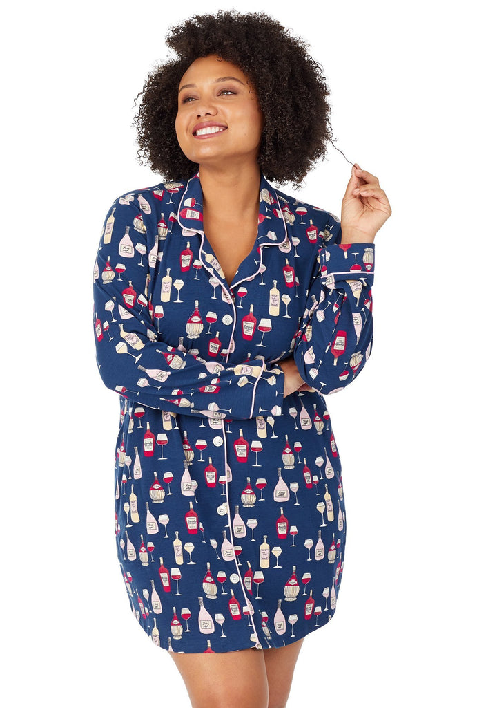Wine Tasting Stretch Long Sleeve Classic Sleepshirt